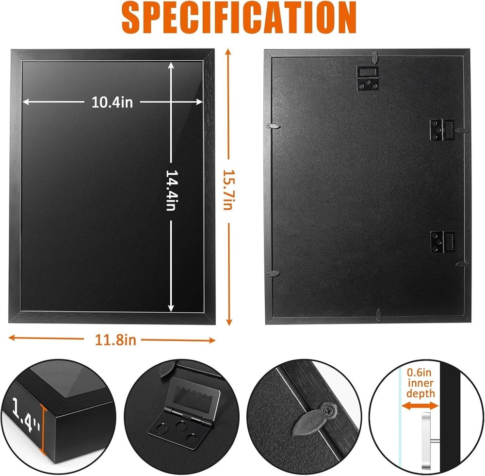 Pin Display Case Enamel Pin Frame Wall Mount Shadow Box Black 12x16