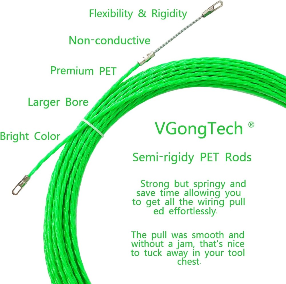 30M 100ft Fish Tape Cable Puller Kit Through Wall Wire Guide Device 4mm PET Elec
