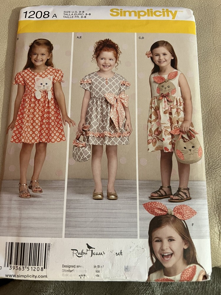 Simplicity #1208 Sewing Patterns/ Child’s Dresses Size 3-8