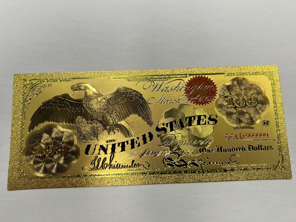 1863  $100 Eagle Gold foil note.For entertainment only.