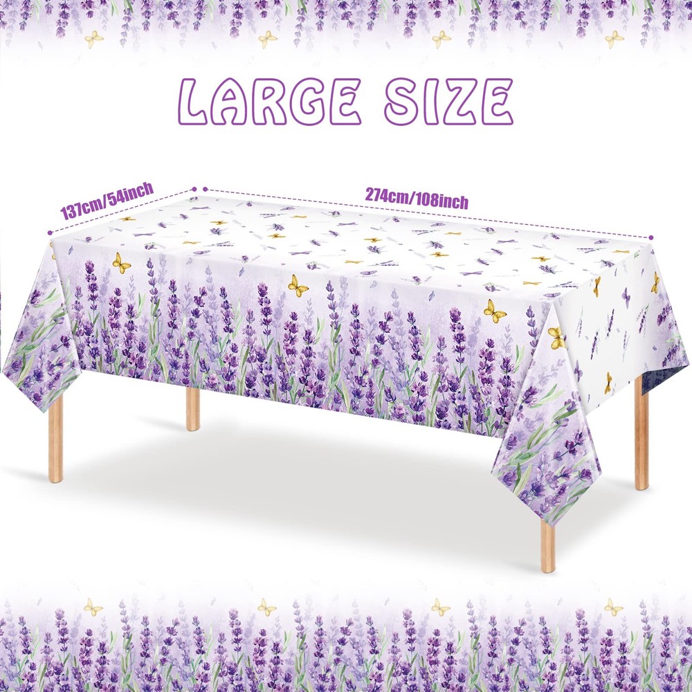 3 Pack Spring Summer Lavender Plastic Tablecloth Party 3 Pack,