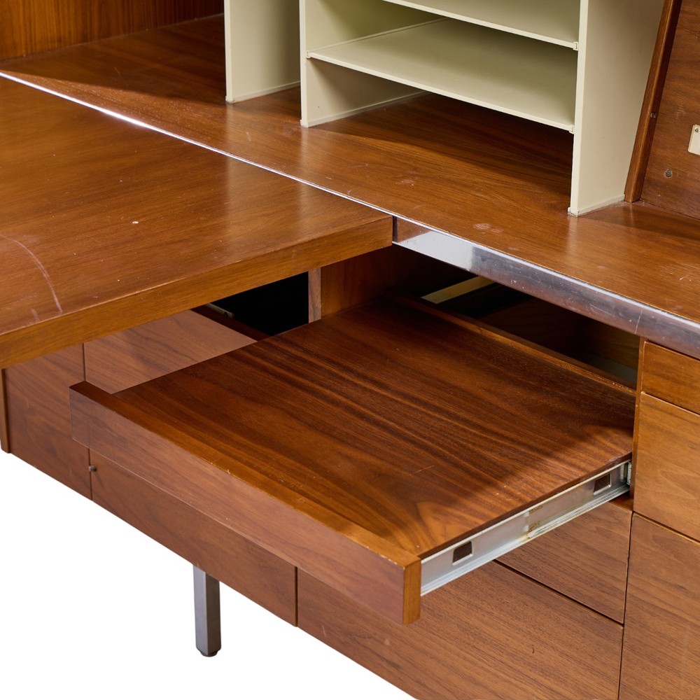 George Nelson for Herman Miller Mid Century Walnut Desk with Return
