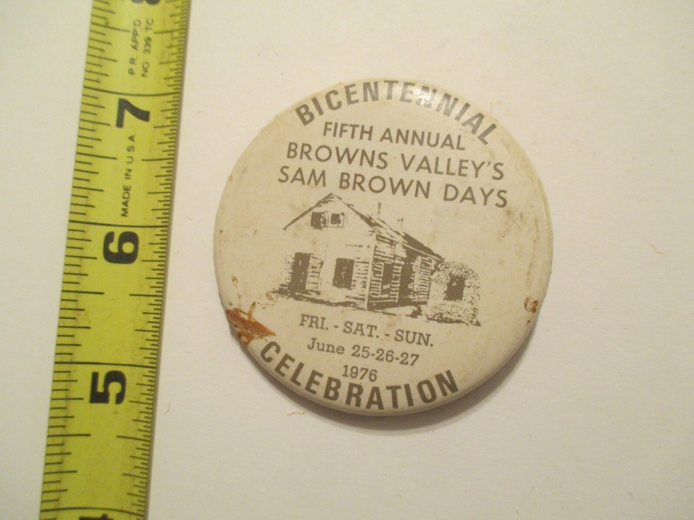 Browns Valley Minnesota Sam Brown Days 1976 MN Pinback Button