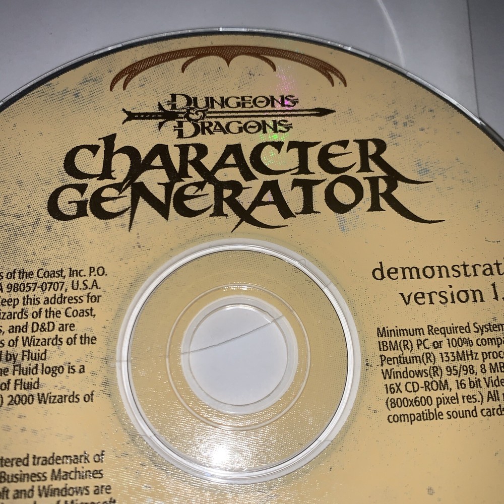 Dungeons & Dragons - Character Generator - Demonstration Version 1.2 - DISC ONLY