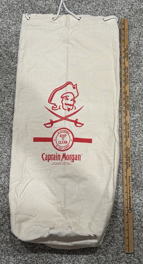 2010 Captain Morgan 36" x 16" Canvas Drawstring Laundry Bag w/ Shoulder Strap