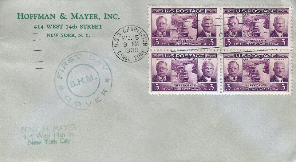 856 3c PANAMA CANAL - Hoffman & Mayer - Bl4