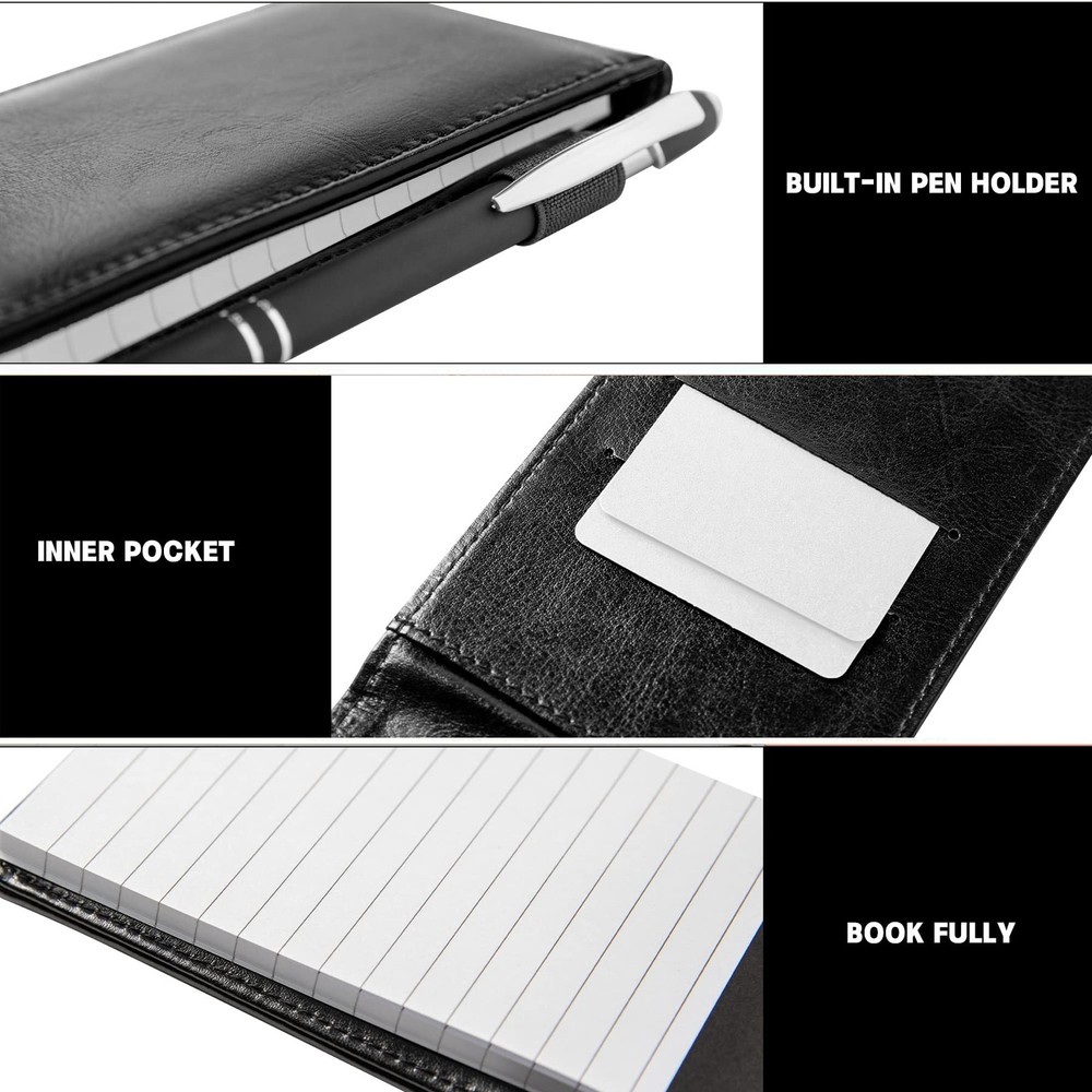 10 Pack Pocket Notepad Holder Set 3x5 Inch Mini Notebook with Pen