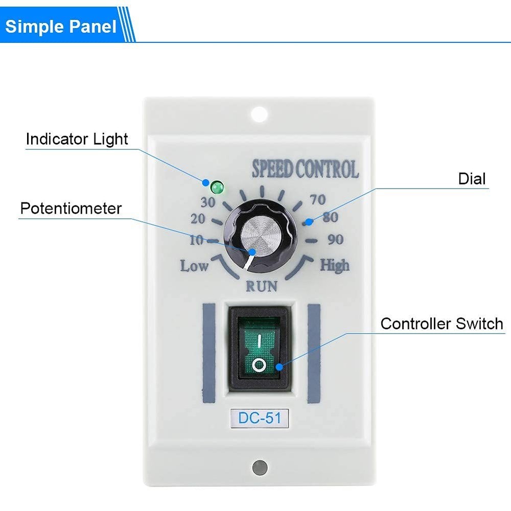 400W DC Motor Speed Controller, AC 110V Input, DC 24V-90V Output, DC-51, PMDC