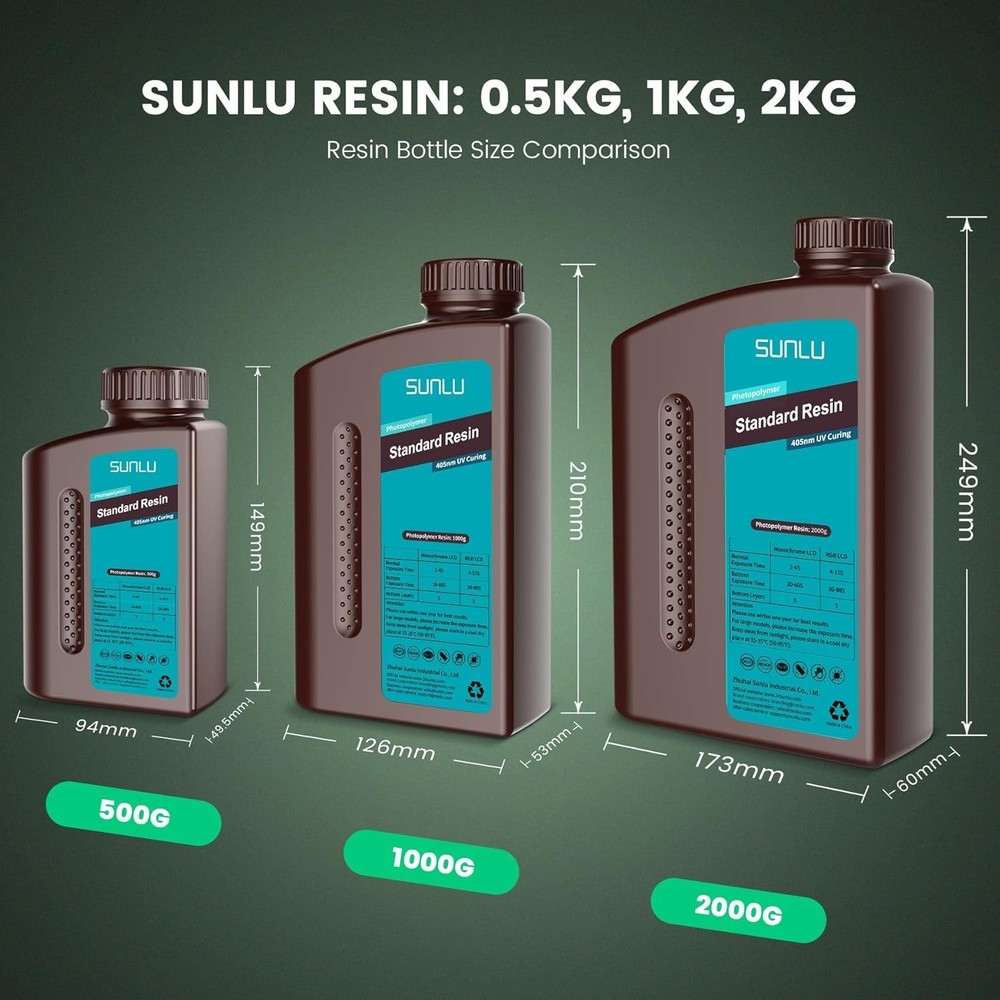 Clear Blue 3D Printer Resin 1kg - Fast Curing, High Precision, Low Odor