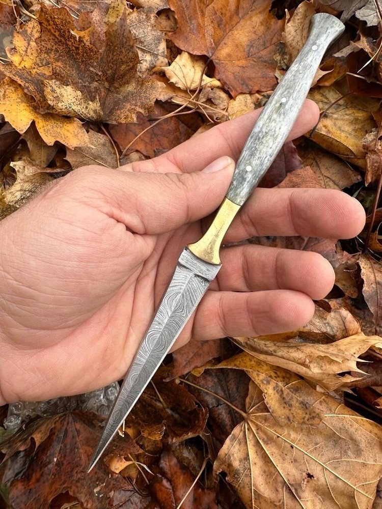 Vintage handmade Damascus Knives double edged dagger boot TOOTHPICK knife Combat
