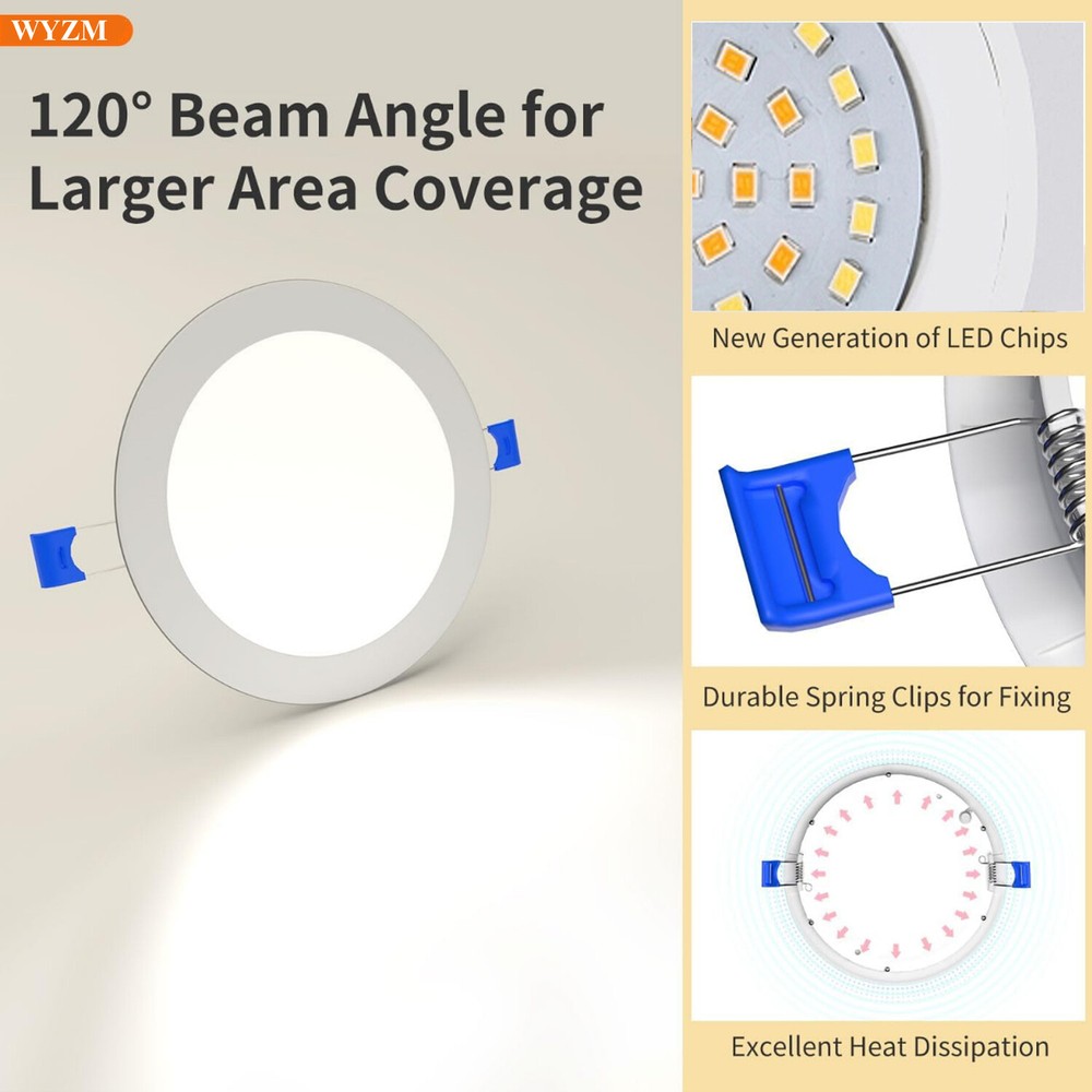 12Pack 6 Inch Ultra-Thin LED Recessed Ceiling Light,3000K/4000K/5000K Selectable