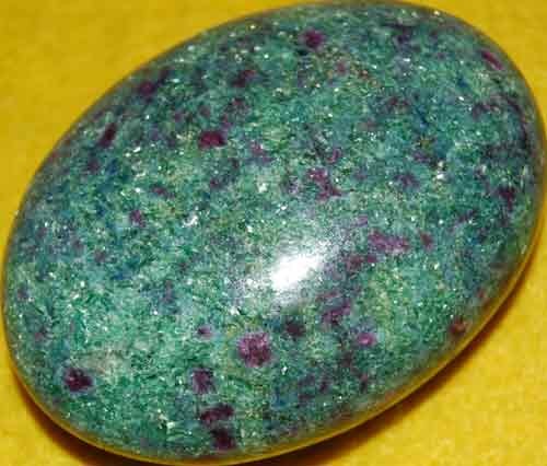 Sparkling Ruby in Fuchsite Soap-Shaped Palm Stone #1