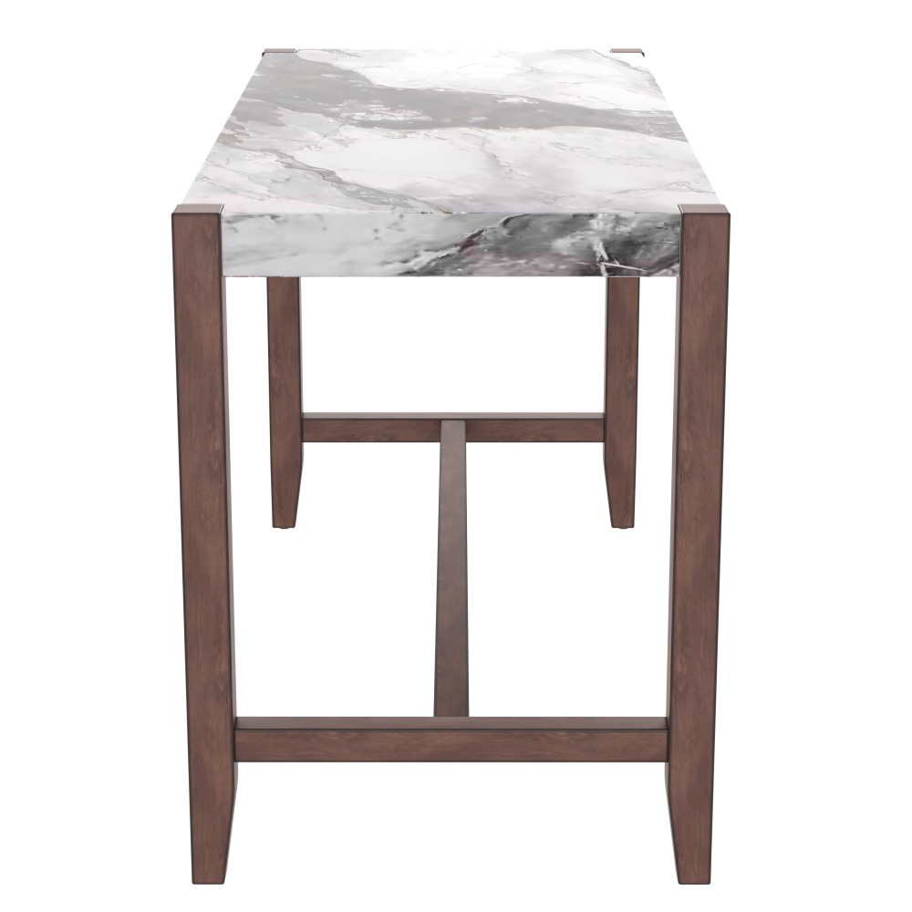 Faux Marble Counter Height Dining Table Set with 2 Chairs, Modern Pub