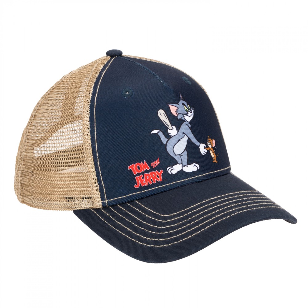 Tom and Jerry Shaking Hands Low Profile Snapback Hat Multi-Color