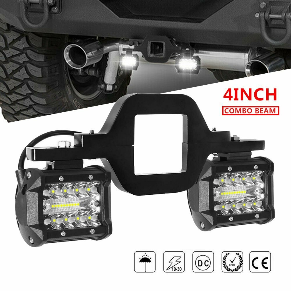 Trailer Tow Hitch Mounting Bracket with 4inch LED Work Backup Reverse Light Pods