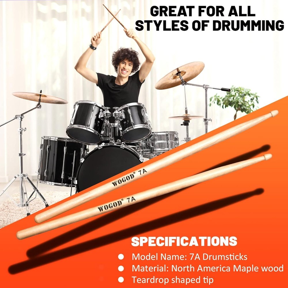 Drum Sticks 7a Drumsticks Maple Wood Tip (2 Pair)