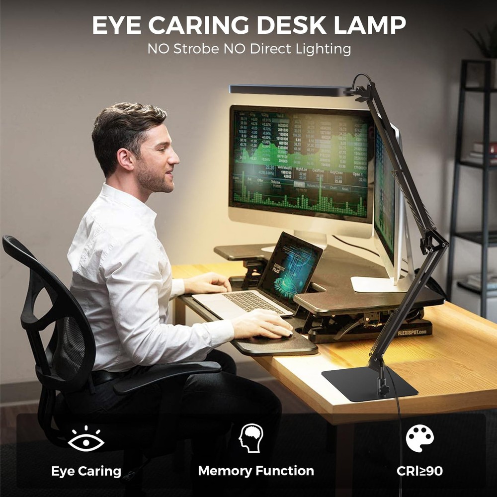 Dimmable LED Desk Lamp with Timer, Eye Protection & Memory Function, 1300LM