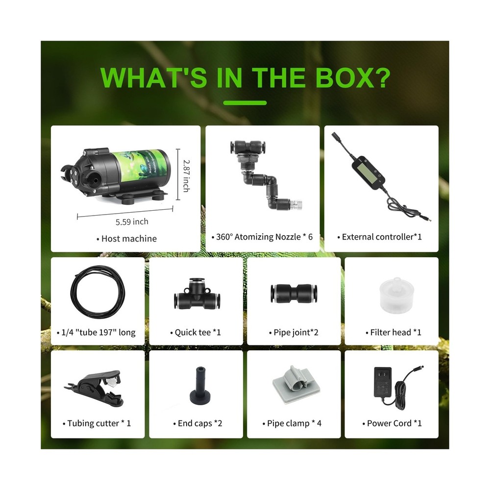 Reptile Mister System, External Timer & 360° Adjustable Nozzle, Hum... Fast