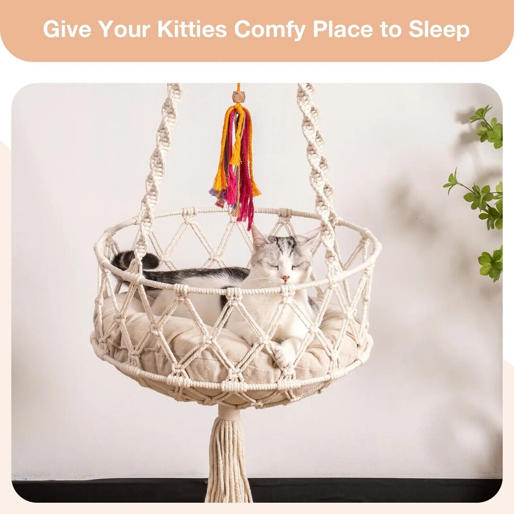 1Pcs Handwoven Cat Window Perch Bed with Hanging Kit Hammock for Sleeping