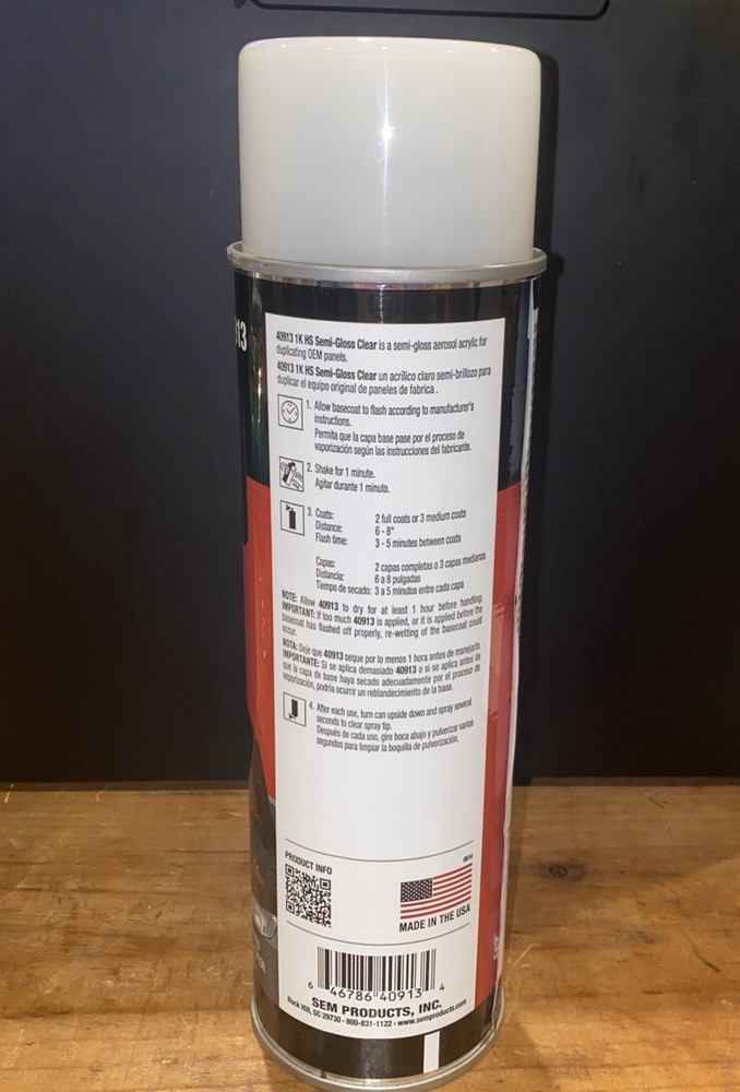 SEM 40913 1K HS Semi-Gloss Clear Coat, 15.5oz