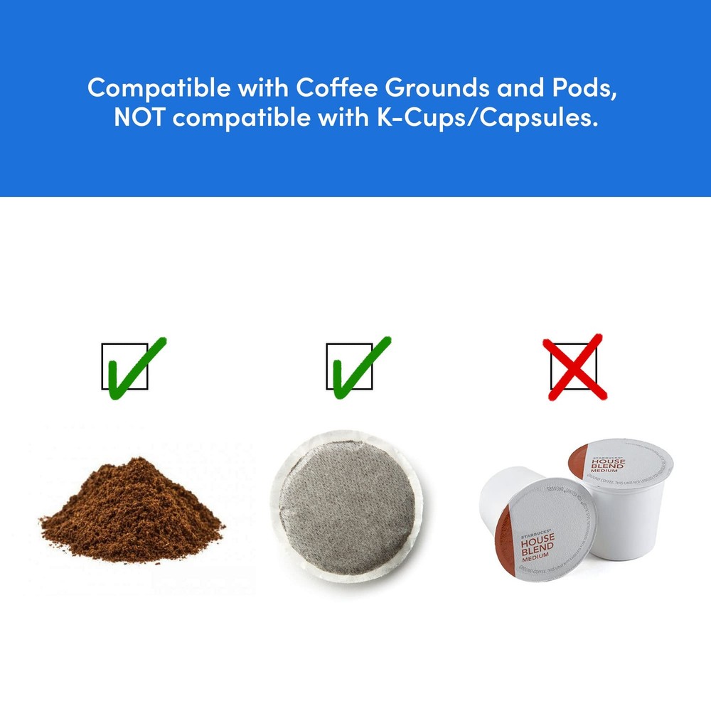 Compact Single-Serve Coffee Maker with 14oz Thermal Mug and Reusable Filter