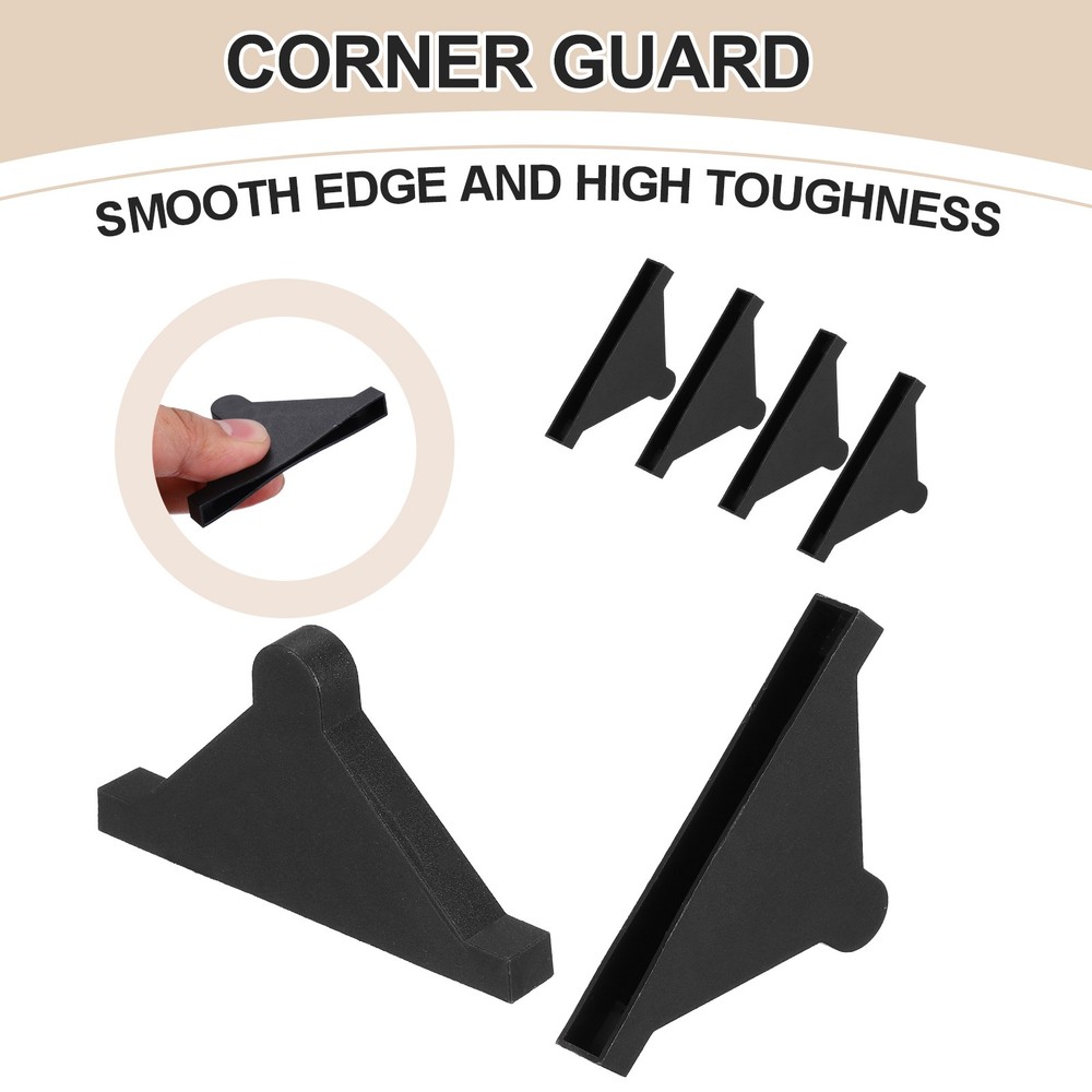 30Pcs 0.24x2in Plastic Rounded Corner Triangle Glass Corner Protector, Black