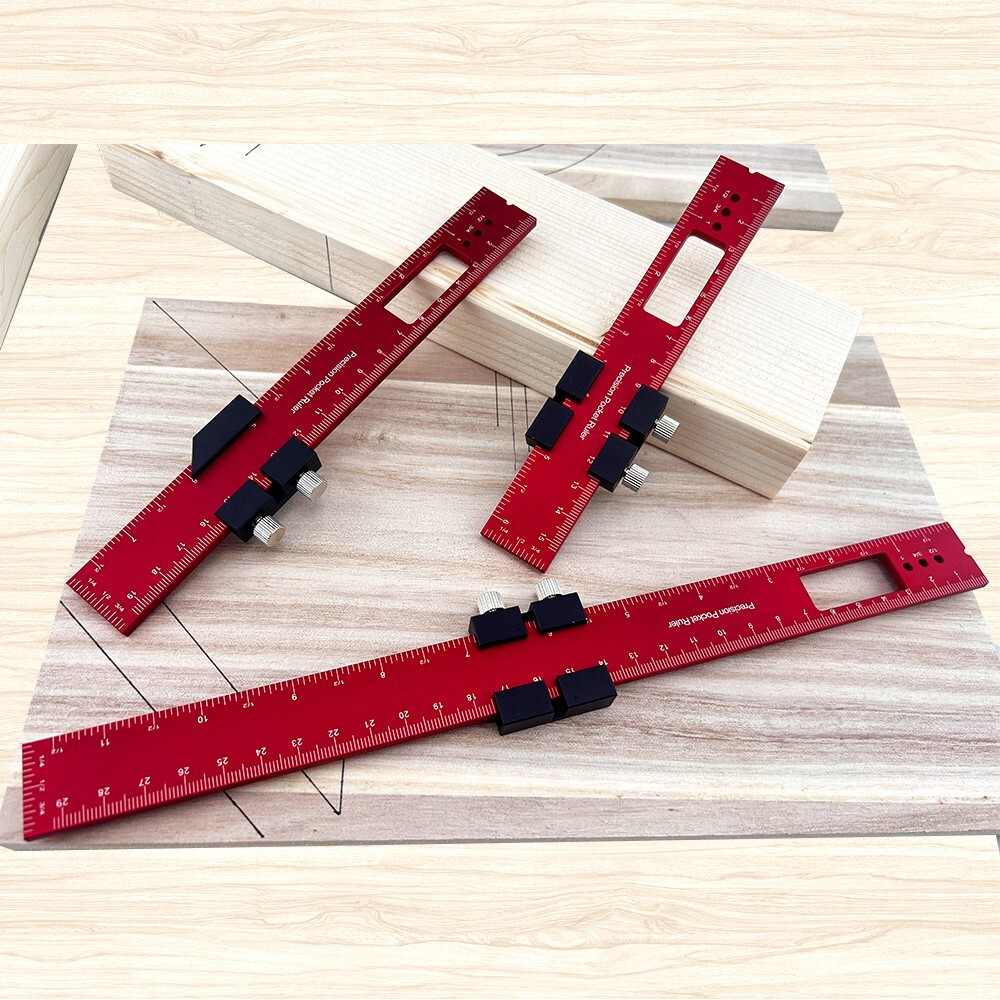Woodworking Tools Ruler Precision Pocket Ruler Slide Ruler Inch/Metric T-Track M