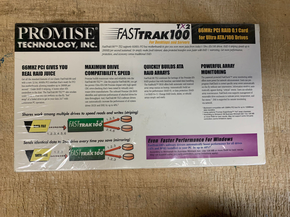 PROMISE TECHNOLOGY FASTRAK 100 TX2 ATA RAID CARD, NEW