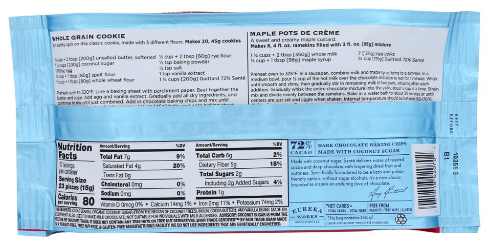 72% Sante Dark Chocolate Baking Chips, 9 OZ