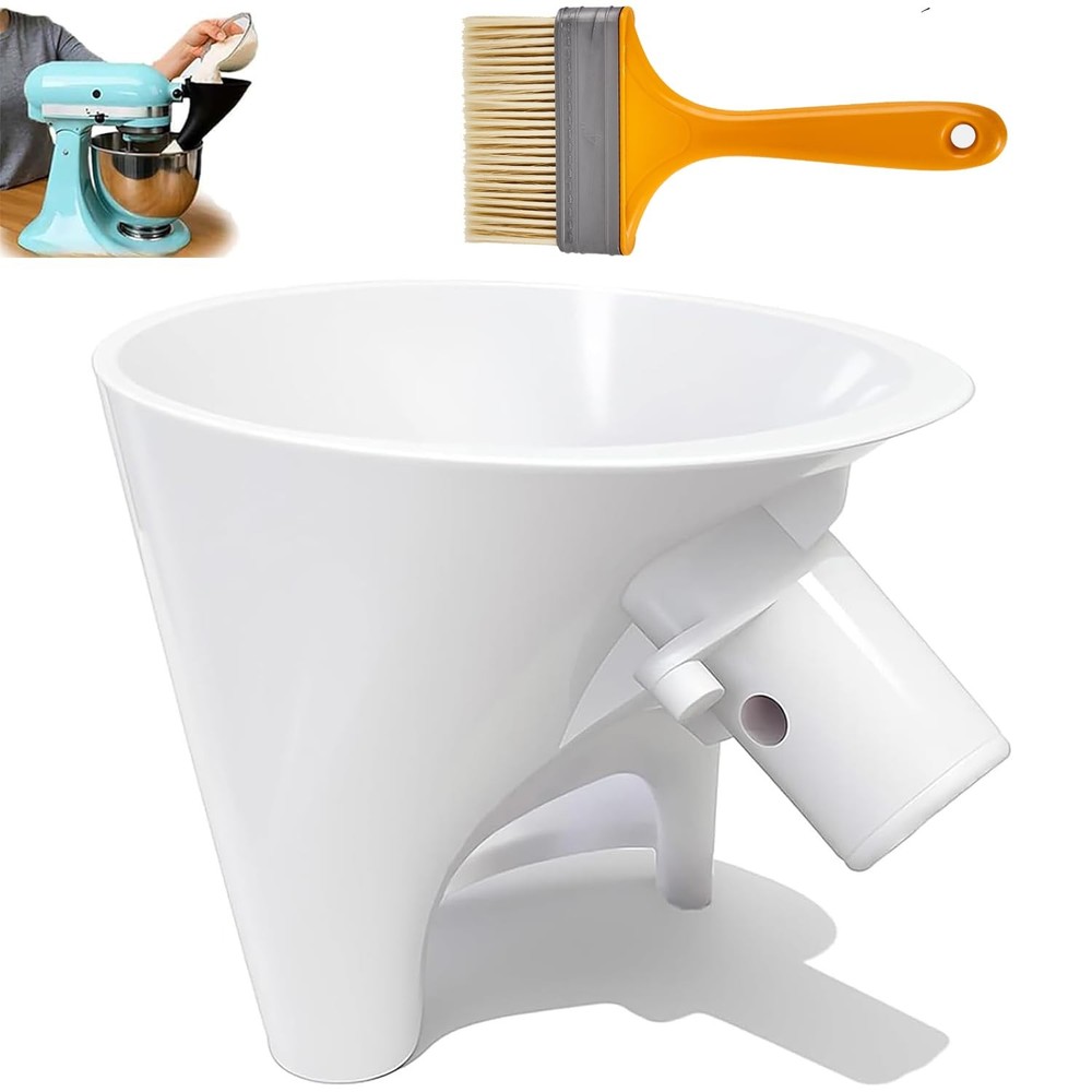 Flour Funnel for Kitchen Aid Mixer (White)