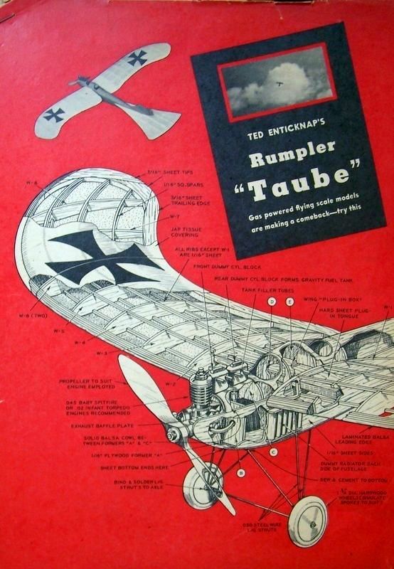 RUMPLER TAUBE PLAN + CONSTRUCTION ARTICLE for 1/2A FF Scale Model Airplane