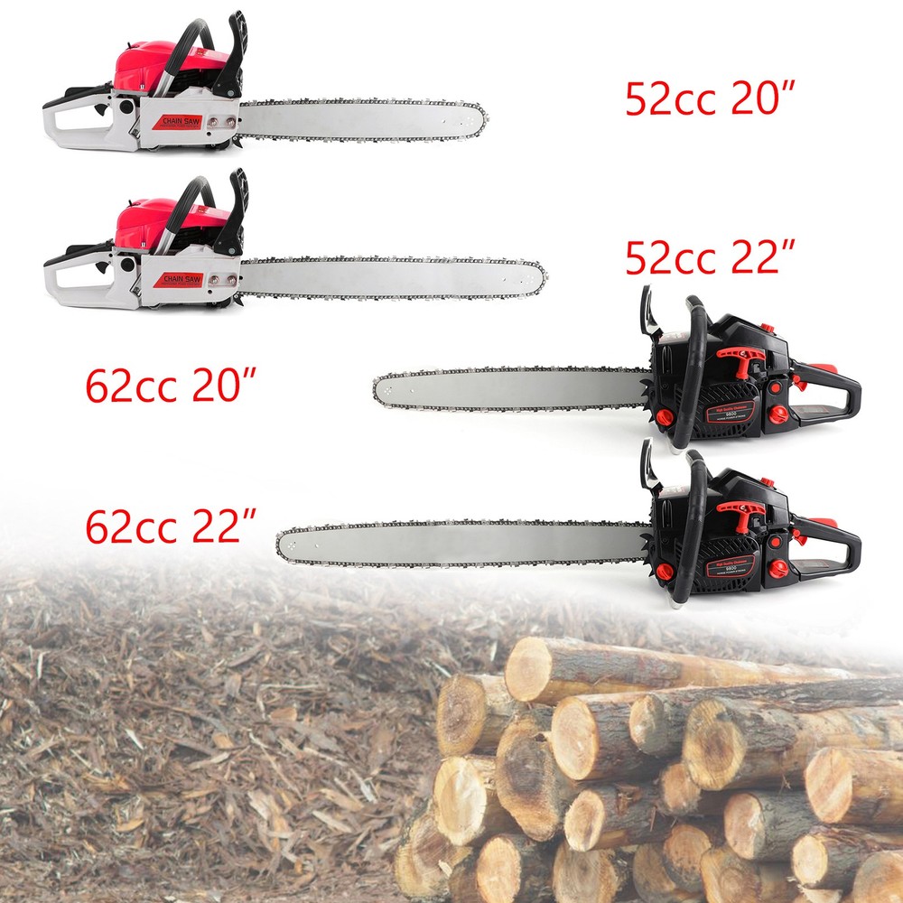 🔥52cc/62cc Chainsaw 20"/22" Bar Powered Engine 2 Cycle Gasoline Chain Saw