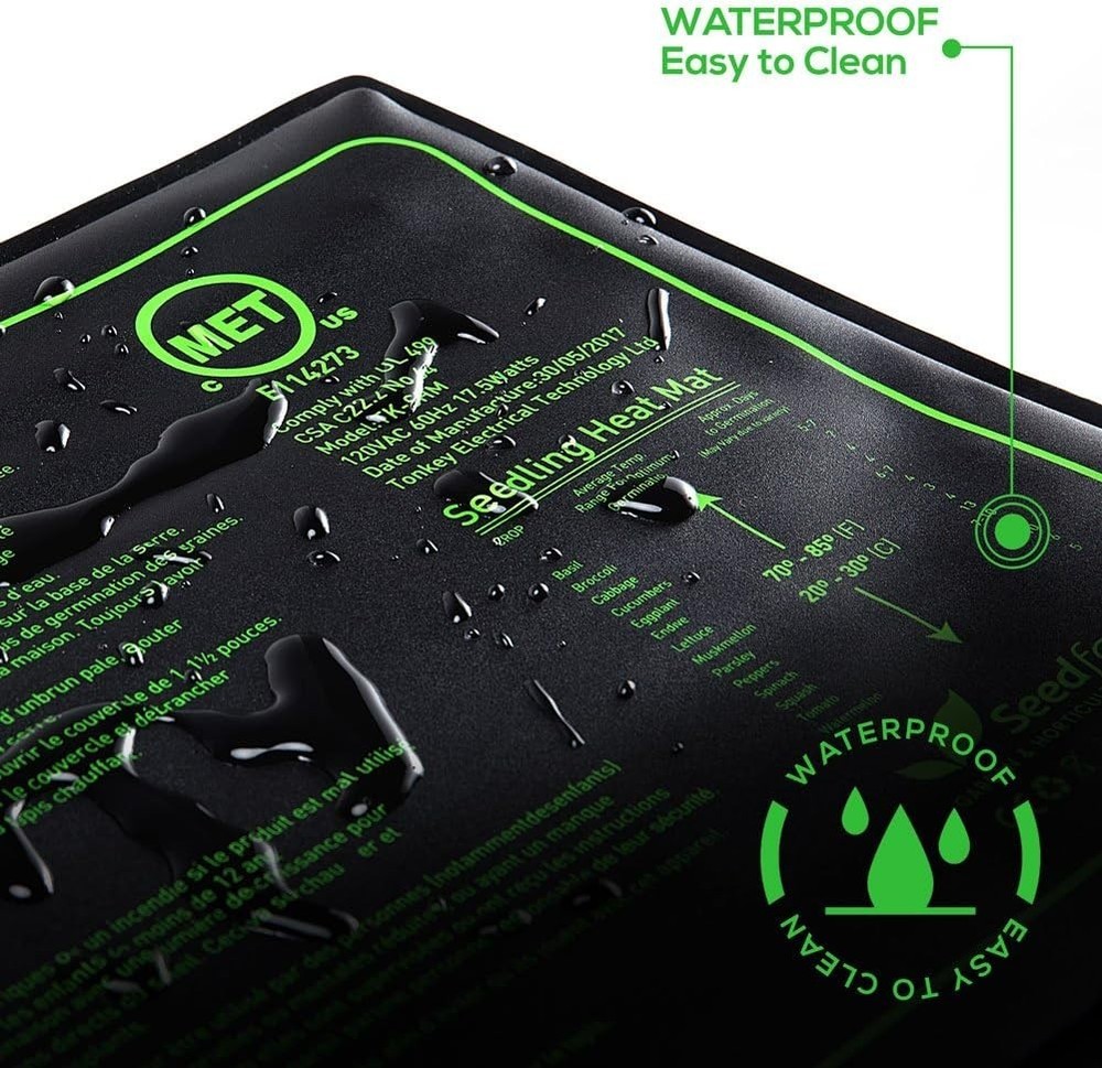 MET Certified 2 Pack Seedling Heat Mat, Waterproof Durable Germination Statio...