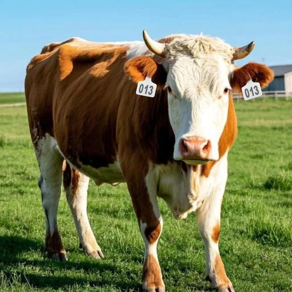 Livestock Identification Tags Kit: 100 Durable White Tags & Applicator Included