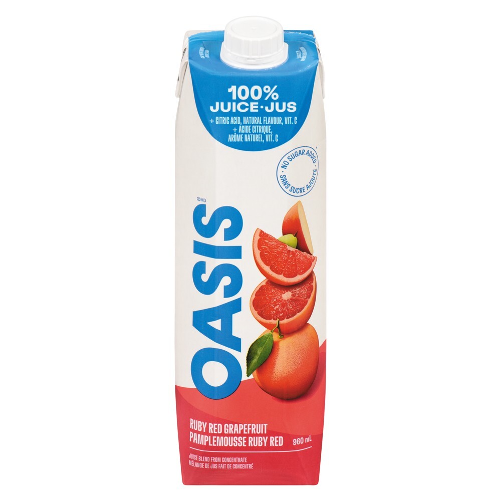 12 X Oasis Ruby Red Grapefruit Juice 960ml Each-