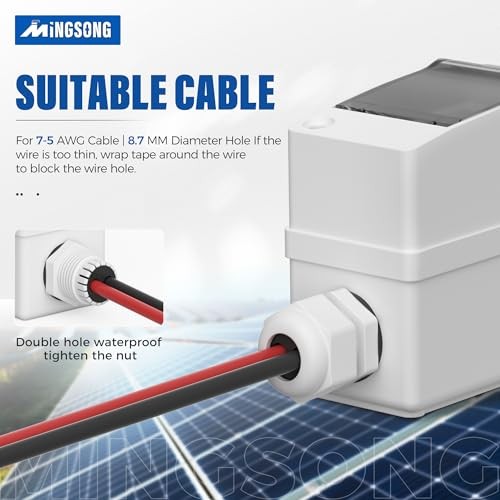 Solar Panels Disconnect Switchmp DC Solar Shut Off Switch Box & Wire 400V 63A