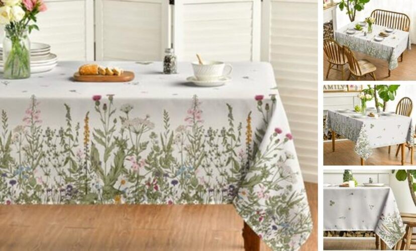 Spring Summer Tablecloth 60x84 Inch Rectangular, 60" x 84" (Rectangular) Beige