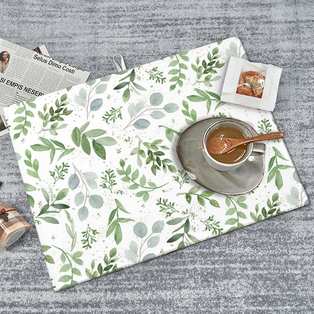 Sage Green Dish Drying Mat for Kitchen Counter Microfiber 24" x 18",