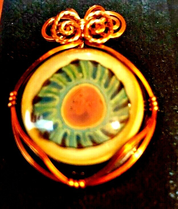 Copper Wire Wrapped Eye Pendant Handmade Gift
