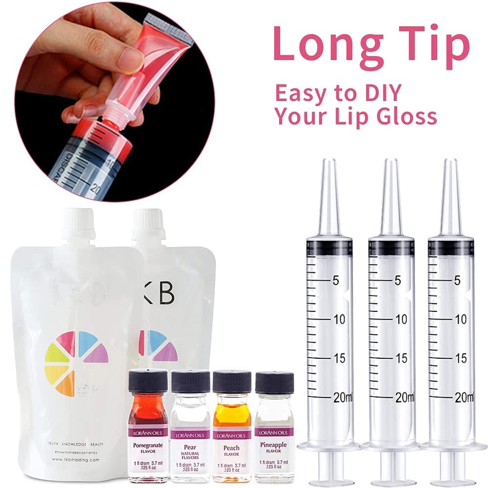 4 Pack 20mL Syringes for Lip Gloss Making Supplies Liquid TKP 20ml-4Pack