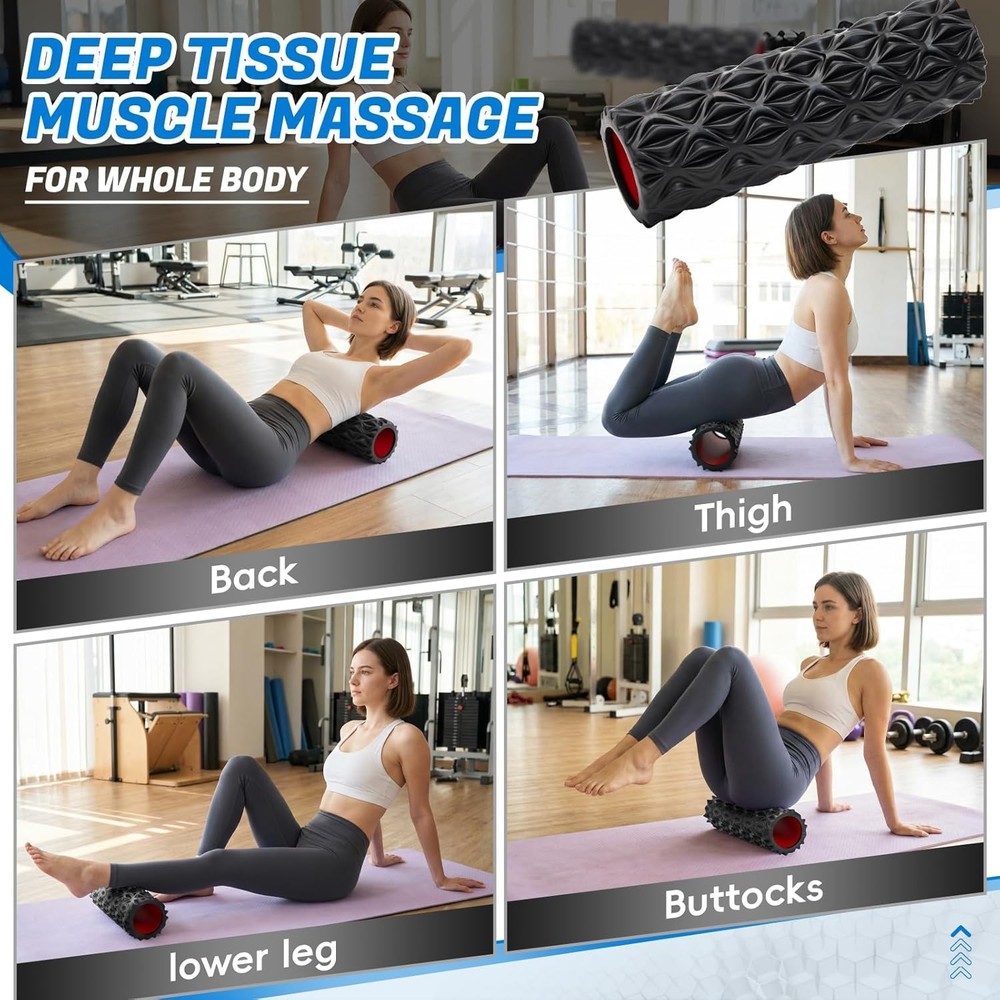 Foam Roller for Deep Tissue Massager, 15" High Density Diamond-Shaped Texture, M