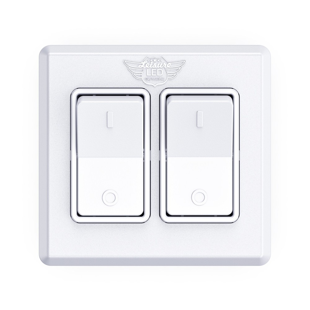Single 2 Gang On-OFF 12V White Light Switch - RV Camper Trailer Marine Boat 12 V