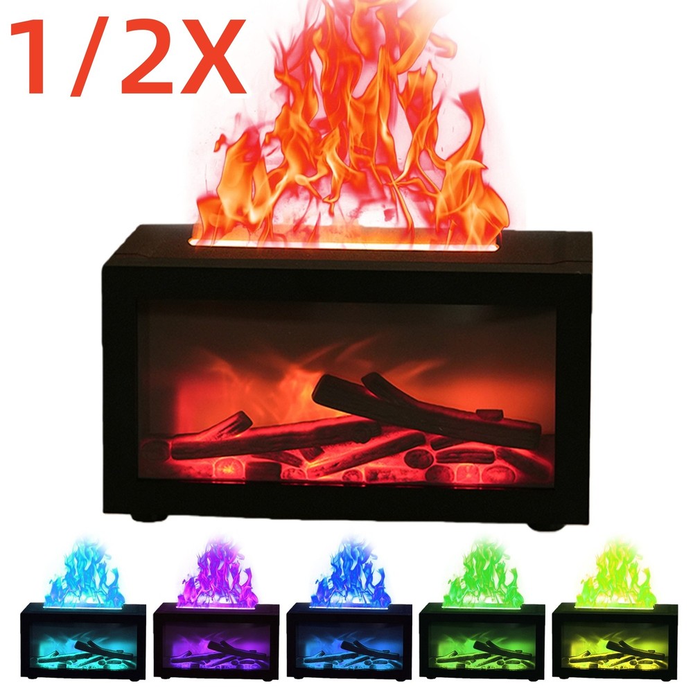 7 Color Fireplace Aroma Diffuser Flame Home Mist Humidifier Mute Work