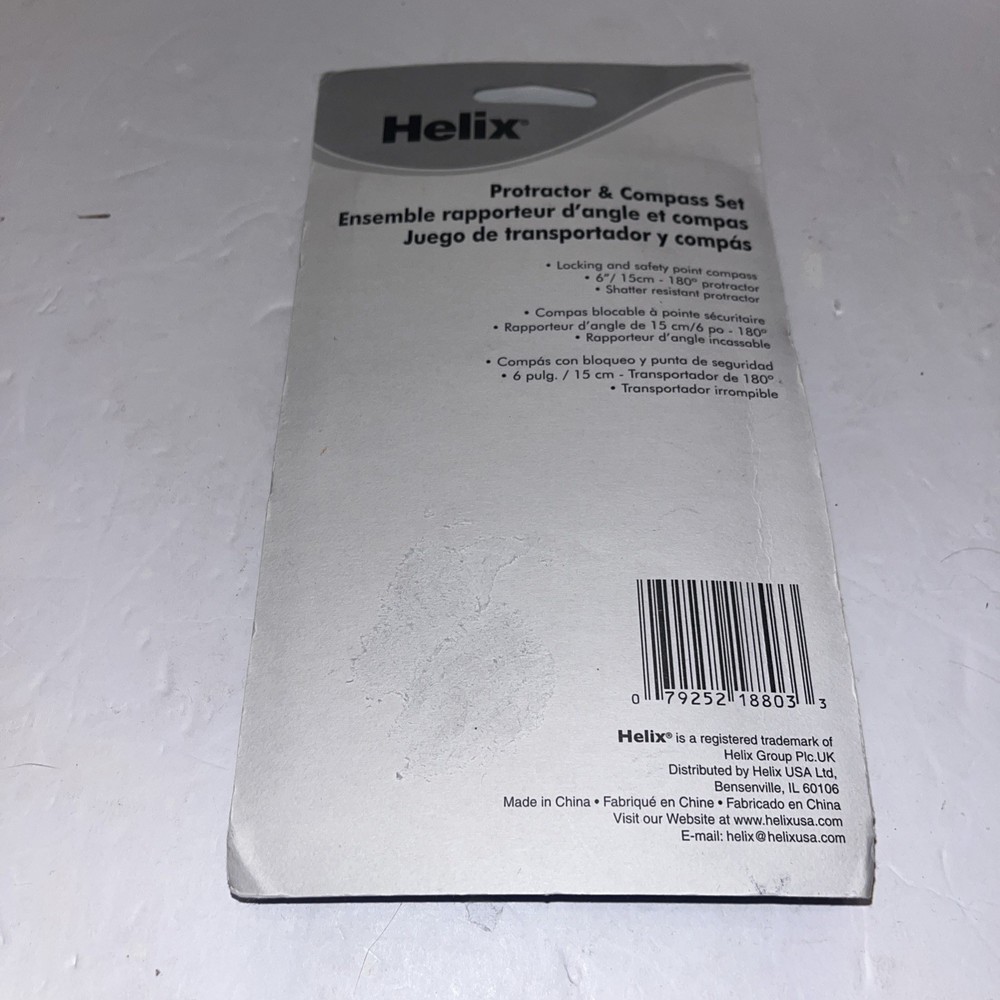 Helix Protractor & Compass 2 -Piece Set [Incl. Pencil]