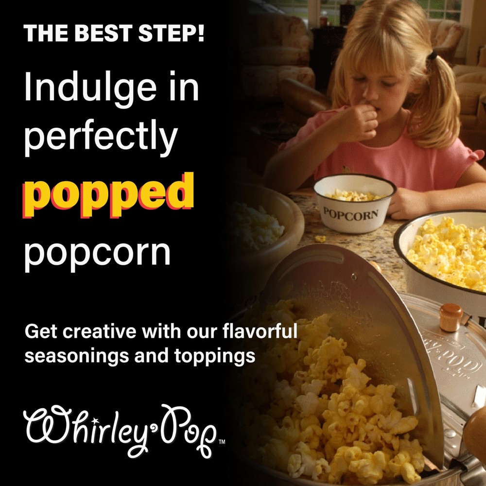 Original Whirley Pop Popcorn Maker - 6 Quart Culinary Popcorn Popper With One...