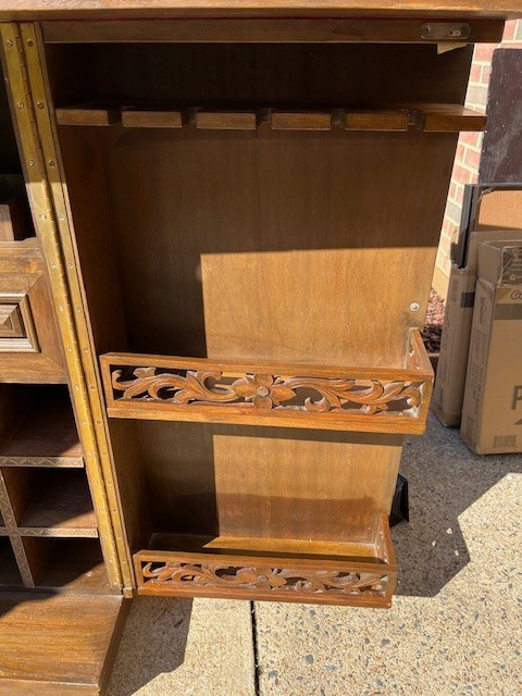 Bar, teak, double-flip top style, Asian