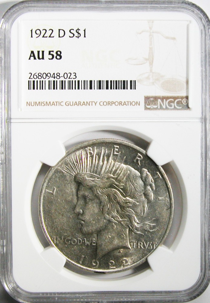 1922-D Peace Silver Dollar NGC AU-58