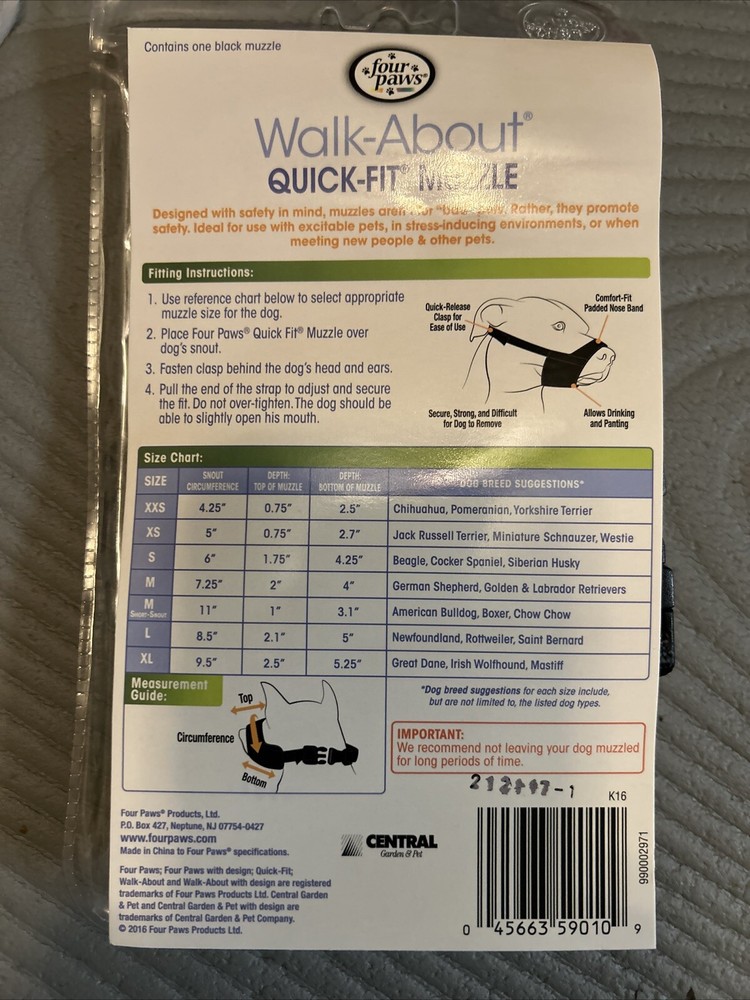 Four Paws Walk-About Quick-Fit Dog Muzzle X Small