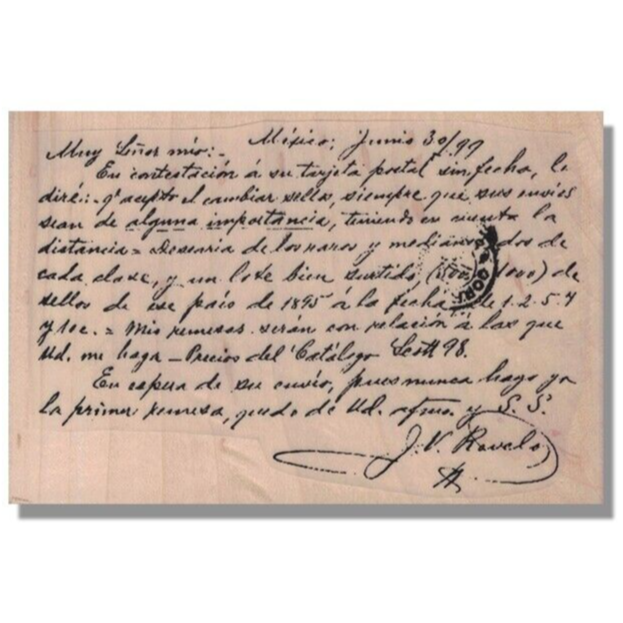 SPANISH SCRIPT Rubber Stamp, Writing Words Collage Postage Mark Mixed Media Art