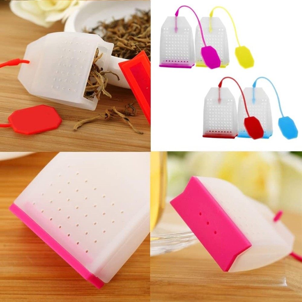 4 Pack Silicone Tea Infusers,Loose Leaf Tea Filter Bags Strainer with Long Ro...